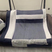 H RIVIERA BLANKET 200 CM IN NAVY BLUE WOOL AND CASHMERE 136856