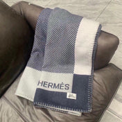 H RIVIERA BLANKET 200 CM IN NAVY BLUE WOOL AND CASHMERE 136856