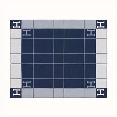 AVALON III THROW BLANKET 175 CM IN NAVY BLUE WOOL AND CASHMERE 351741