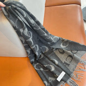 CLASSIC MONOGRAM LOGO WOOL SCARF 195 CM BLACK 413627