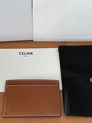 CELINE 25S CARD HOLDER CUIR TRIOMPHE 11 IN BROWN SHINY CALFSKIN