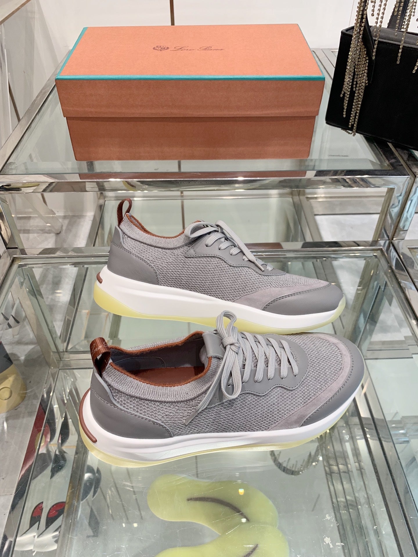 SNEAKER IN GRAY CANVAS MIX SUEDE WITH LAMBSKIN