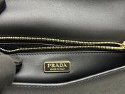 PRADA 25S SAFFIANO SHOULDER BAG 21 IN BLACK CALFSKIN GOLD HARDWARE