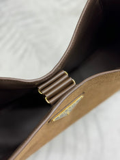 LARGE SHOULDER BAG 40 IN RUSSET BROWN SUEDE