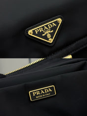 PRADA 25S EXPLORE LARGE SHOULDER BAG 30 IN BLACK RE-NYLON WITH FLAP