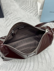 PRADA 25S SHOULDER BAG 35 IN DARK BROWN CALFSKIN SILVER HARDWRE