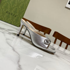 GUCCI 26S HORSEBIT HIGH-HEELED SANDALS 80 MM IN SILVER CALFSKIN