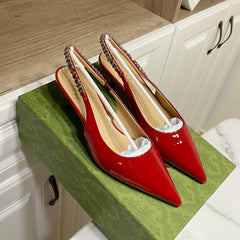 GUCCI 26S SIGNORIA SLINGBACK PUMP 50 MM IN RED GLOSSY CALFSKIN