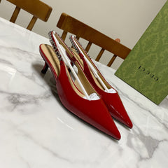 GUCCI 26S SIGNORIA SLINGBACK PUMP 50 MM IN RED GLOSSY CALFSKIN