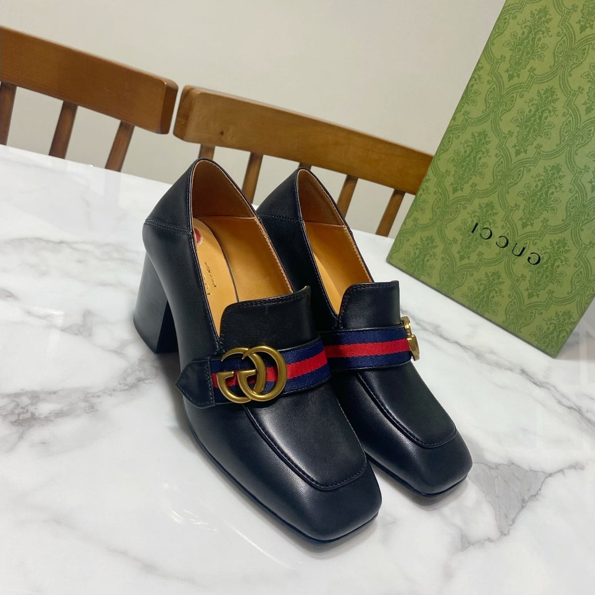 GUCCI 26S GG LOAFERS 75 MM IN BLACK CALFSKIN STYLE 2