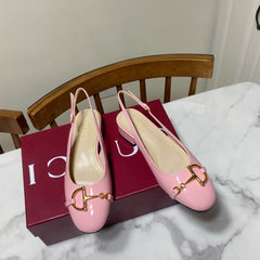 GUCCI 26S SLINGBACK FLATS IN PINK CALFSKIN
