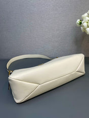 LARGE HOBO BAG 39 IN WHITE SOFT LAMBSKIN
