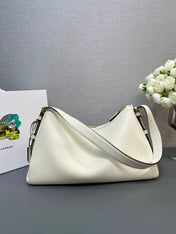 LARGE HOBO BAG 39 IN WHITE SOFT LAMBSKIN