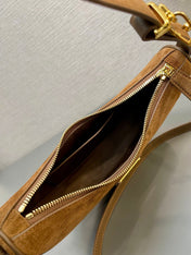 MOON HANDBAG 22 IN RUSSET BROWN SUEDE