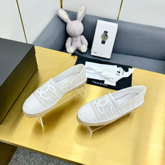 CC ESPADRILLES PLATFORM 25S IN WHITE TWEED MIX CALFSKIN