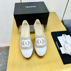 CC SLIP-ON 25S IN BEIGE AND WHITE FABRIC WITH STRIPED PATTERN