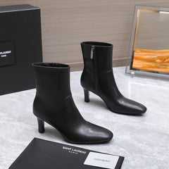 YSL 25S ANKLE BOOTS 70 MM IN BLACK LAMBSKIN