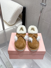 MM SHEARLING SHOES IN BROWN AND WHITE SUEDE