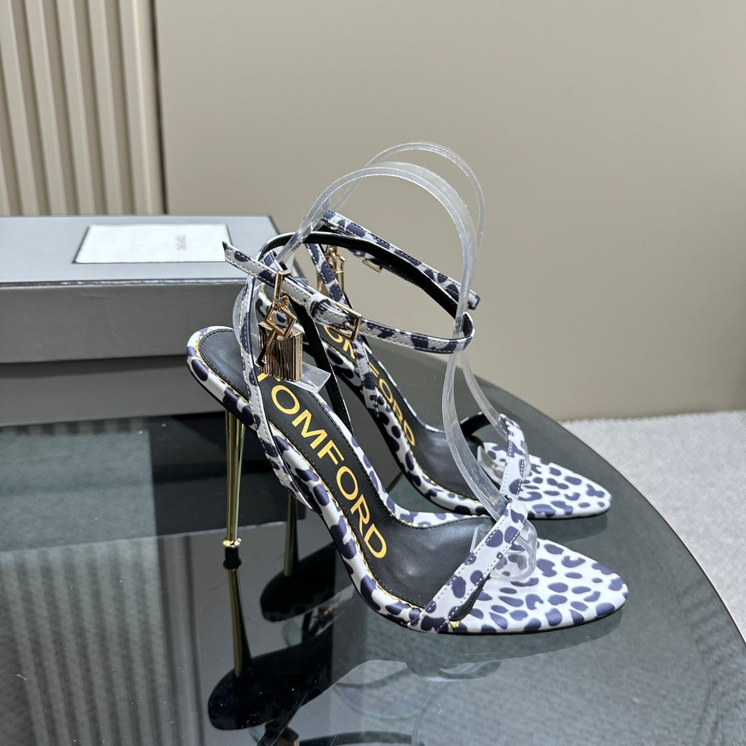 PADLOCK POINTY SANDAL 10 CM IN WHITE MIX ROYAL PURPLE CALFSKIN