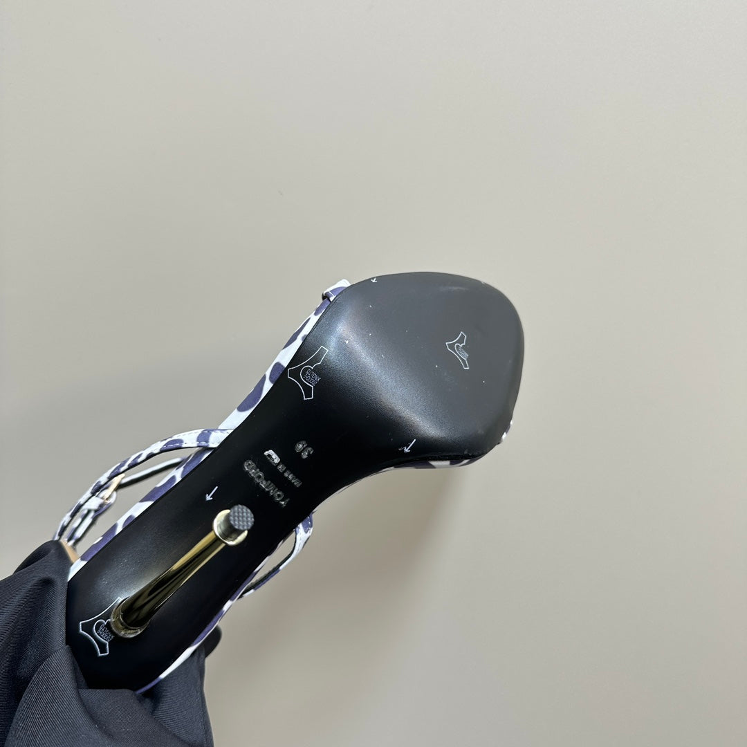 PADLOCK POINTY SANDAL 10 CM IN WHITE MIX ROYAL PURPLE CALFSKIN