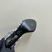 PADLOCK POINTY SANDAL 10 CM IN WHITE MIX ROYAL PURPLE CALFSKIN