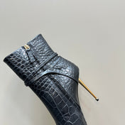 PADLOCK 10 CM ANKLE BOOTS IN BLACK CROCODILE-EMBOSSED CALFSKIN
