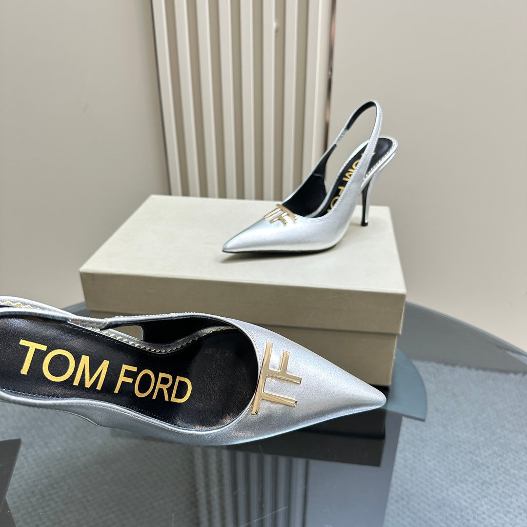 ANGELINA 10 CM SLINGBACK IN SILVER CALFSKIN