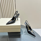 ANGELINA 10 CM SLINGBACK IN BLACK CROCODILE PATTERN CALFSKIN