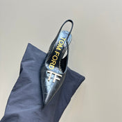 ANGELINA 10 CM SLINGBACK IN BLACK CROCODILE PATTERN CALFSKIN