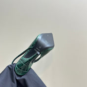 ANGELINA 10 CM SLINGBACK IN GREEN FOREST CROCODILE PATTERN CALFSKIN