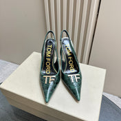 ANGELINA 10 CM SLINGBACK IN GREEN FOREST CROCODILE PATTERN CALFSKIN