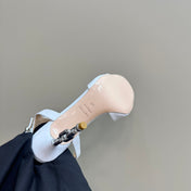 PADLOCK HIGH-HEELED SANDAL 10 CM IN WHITE CALFSKIN