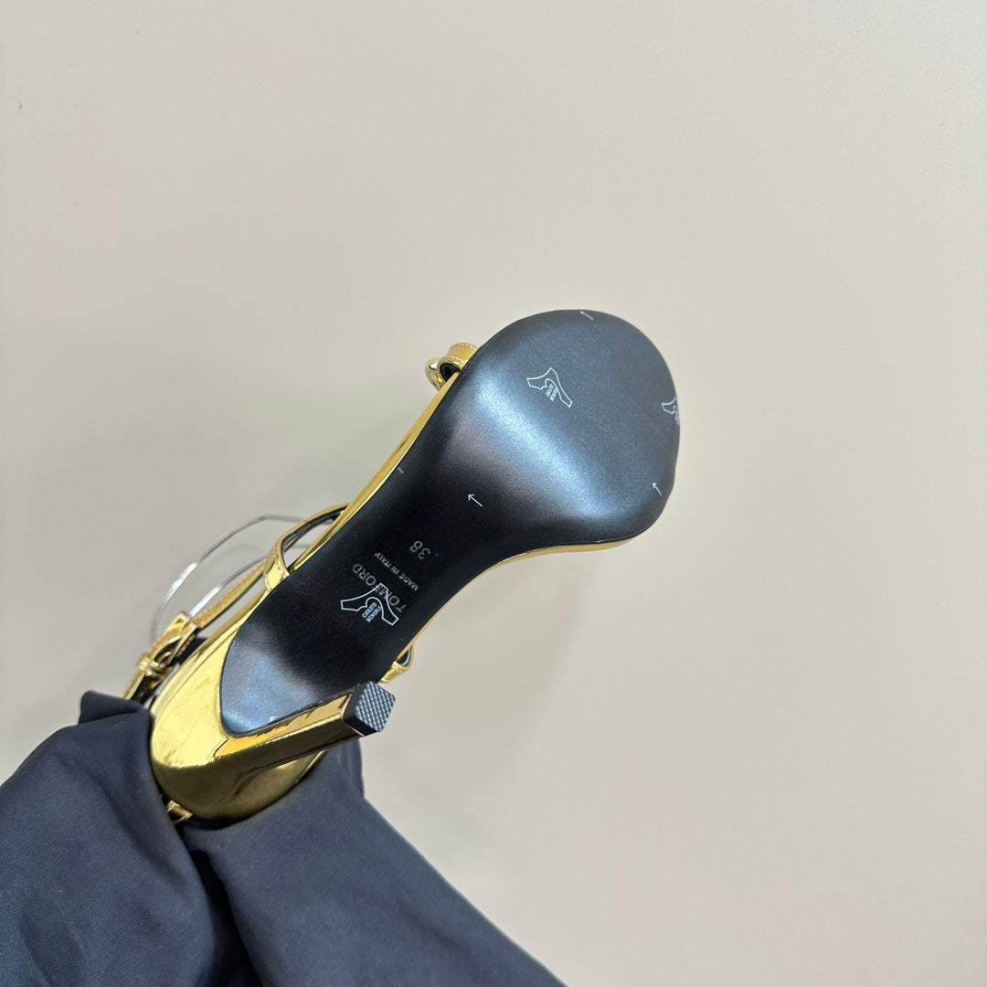 HIGH-HEELED 10 CM SANDAL IN LIGHT GOLD LAMBSKIN WITH GOLD HARDWARE