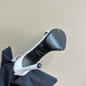 HIGH-HEELED 10 CM SANDAL IN WHITE LAMBSKIN WITH SILVER HARDWARE