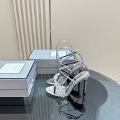 HIGH-HEELED 10 CM SANDAL IN SILVER LAMBSKIN