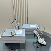 HIGH-HEELED 10 CM SANDAL IN SILVER LAMBSKIN