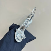 HIGH-HEELED 10 CM SANDAL IN SILVER LAMBSKIN