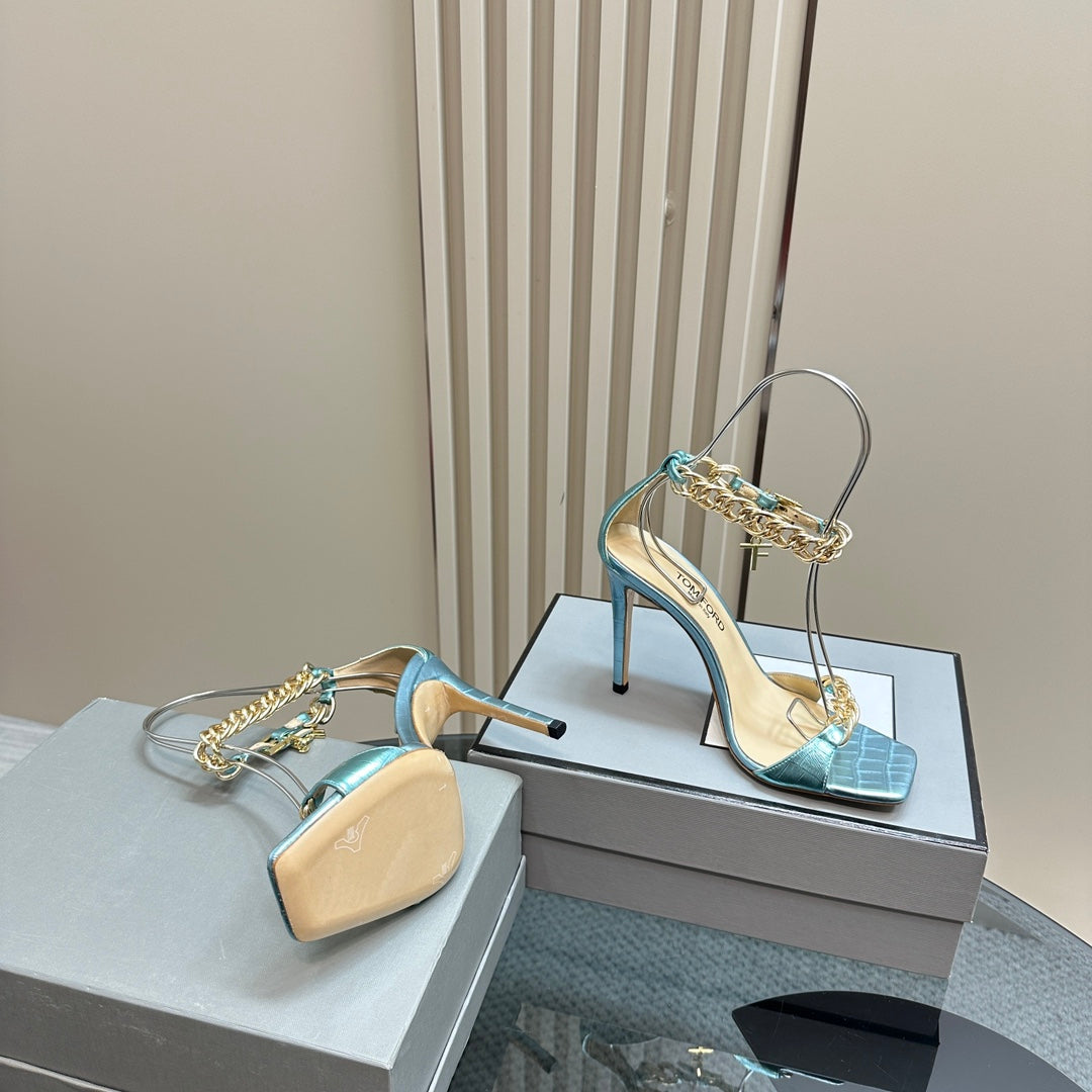 HIGH-HEELED SANDAL IN BABY BLUE CALFSKIN