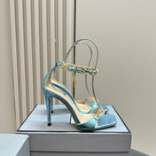 HIGH-HEELED SANDAL IN BABY BLUE CALFSKIN