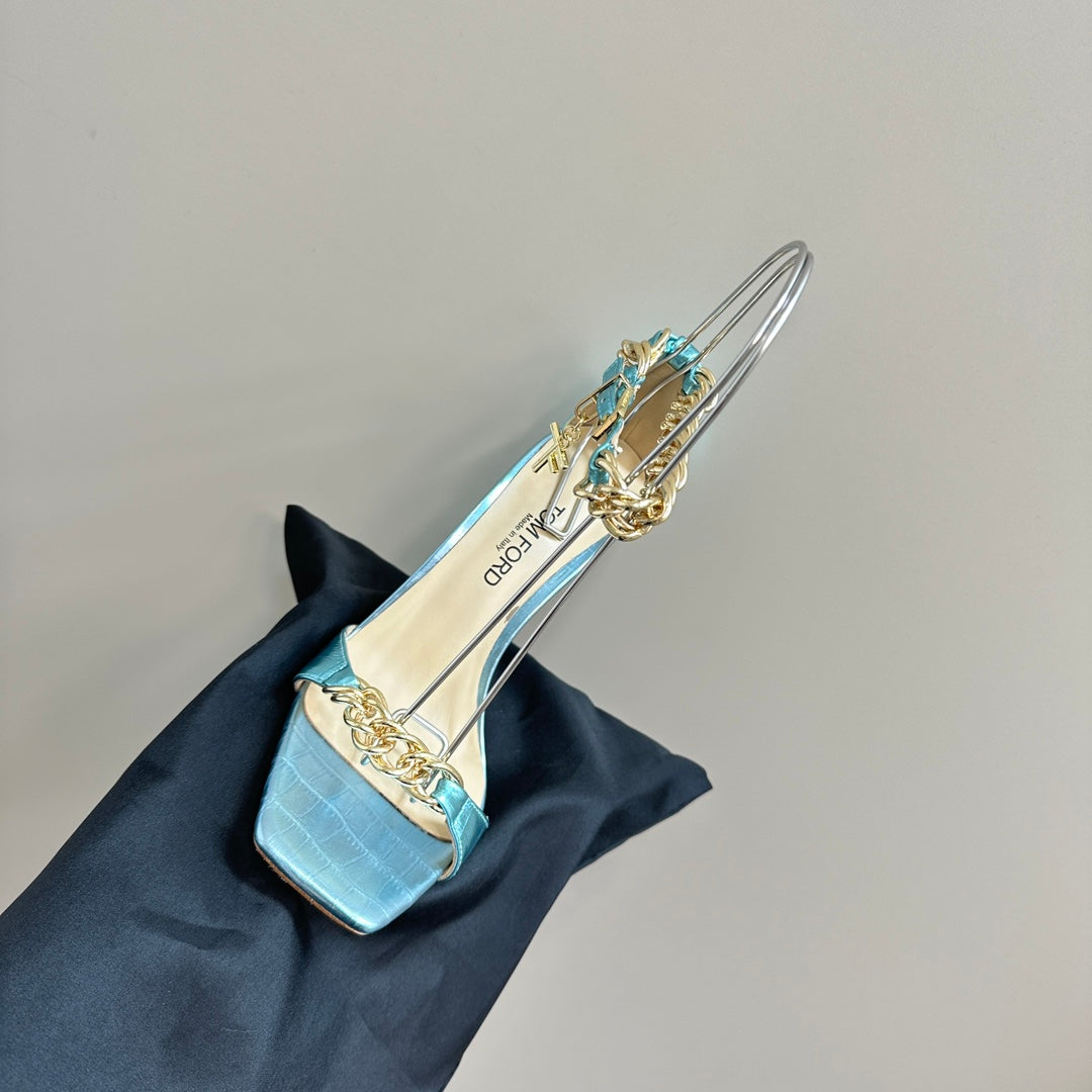 HIGH-HEELED SANDAL IN BABY BLUE CALFSKIN