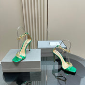 HIGH-HEELED SANDAL IN GREEN MINT CALFSKIN