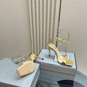 HIGH-HEELED SANDAL IN GOLD CALFSKIN