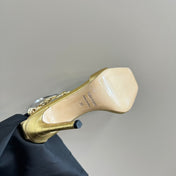 HIGH-HEELED SANDAL IN GOLD CALFSKIN