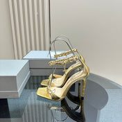 HIGH-HEELED SANDAL IN GOLD CALFSKIN