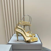 HIGH-HEELED SANDAL IN GOLD CALFSKIN