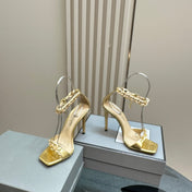 HIGH-HEELED SANDAL IN GOLD CALFSKIN