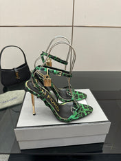 TOM FORD 26S HEELED SANDALS 100 MM IN LEOPARD PRINT CALFSKIN STYLE 2