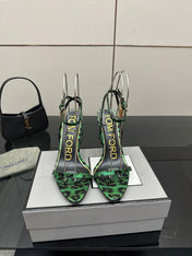 TOM FORD 26S HEELED SANDALS 100 MM IN LEOPARD PRINT CALFSKIN STYLE 2