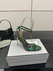 TOM FORD 26S HEELED SANDALS 100 MM IN LEOPARD PRINT CALFSKIN STYLE 2