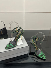 TOM FORD 26S HEELED SANDALS 100 MM IN LEOPARD PRINT CALFSKIN STYLE 2